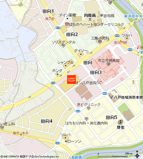 イオン八戸田向店付近の地図